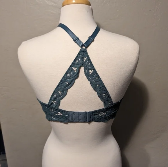 Victoria's Secret Teal Lace Halter Bralette - Picture 2 of 2